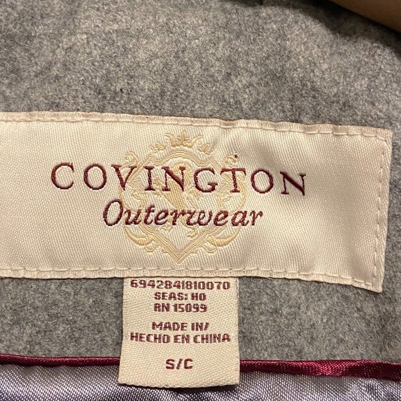 Covington grey wool blend frill short pea coat, size S - Picture 5 of 7